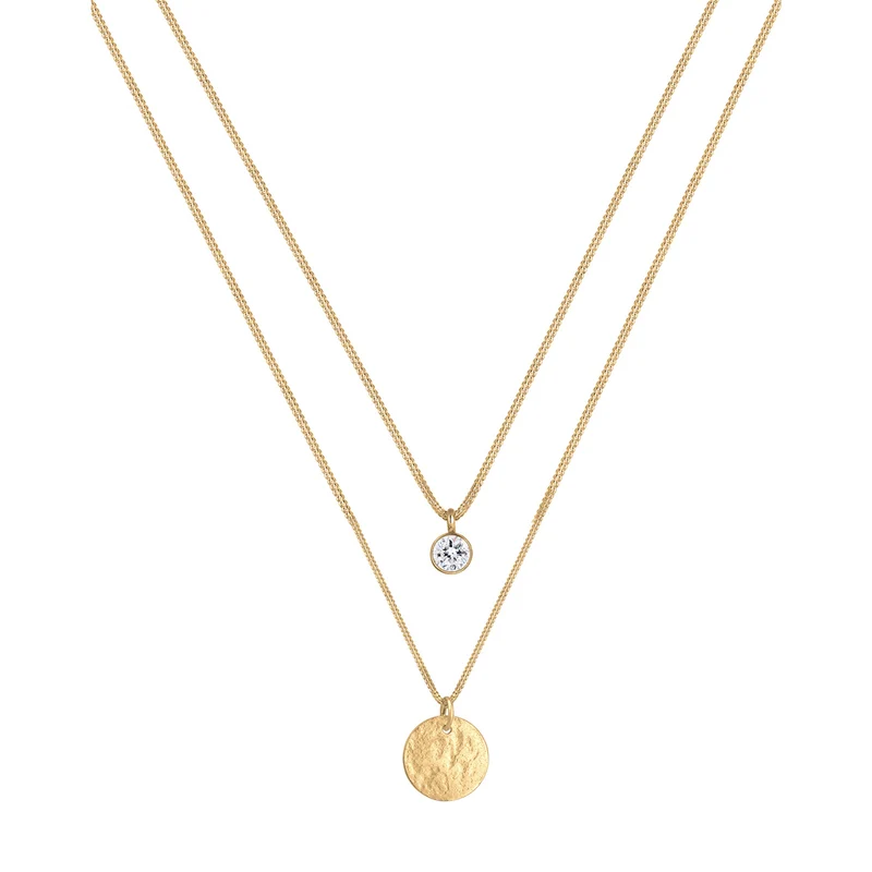 Layer-Halskette Plättchen | Mit Kristallen von Swarovski® (Weiß)