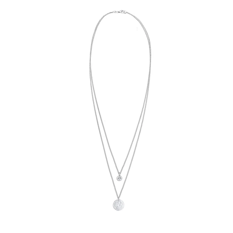 Layer-Halskette Plättchen | Mit Kristallen von Swarovski® (Weiß)