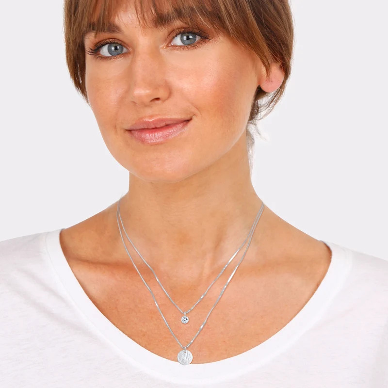 Layer-Halskette Plättchen | Mit Kristallen von Swarovski® (Weiß)