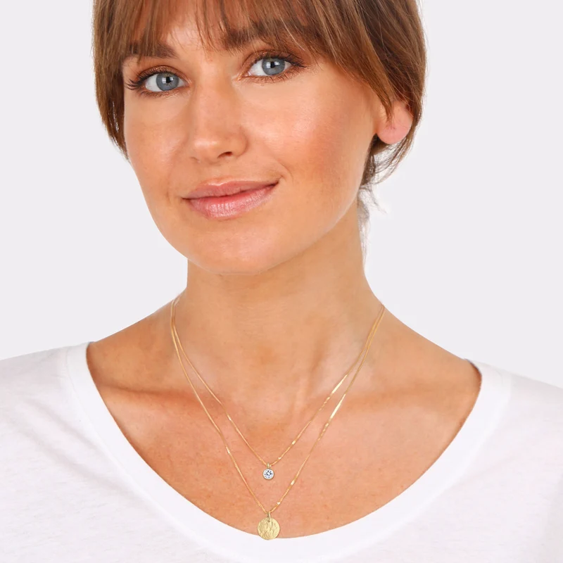 Layer-Halskette Plättchen | Mit Kristallen von Swarovski® (Weiß)