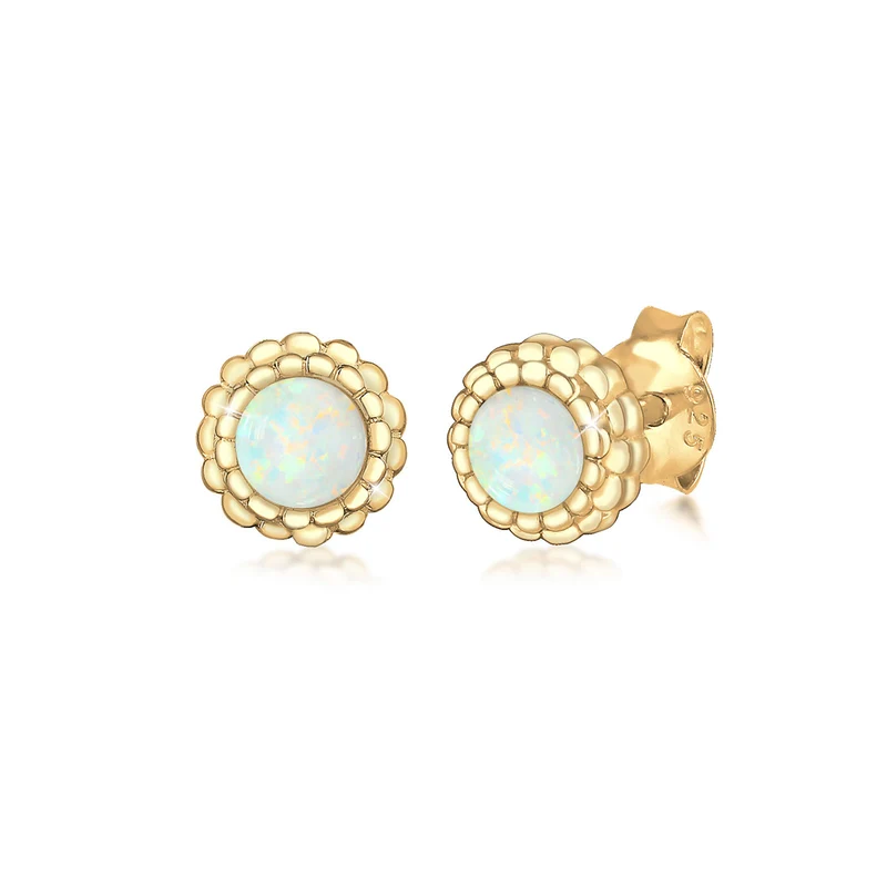 Ohrstecker Blume | Opal ( Weiß )