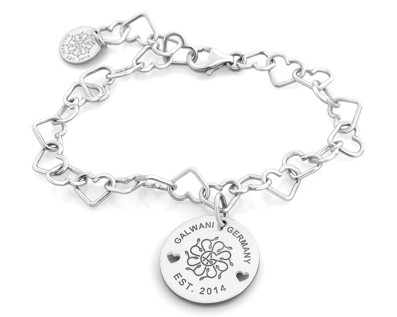 GALWANI HERZ ARMBAND DESIGNER SCHMUCK DAMEN SILBERARMBAND HERZEN