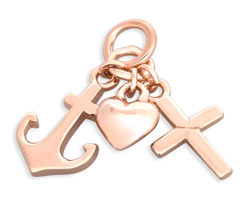 ANHÄNGER ANKER-HERZ-KREUZ, ROSÉ VERGOLDET, TAUFGESCHENK, KETTENANHÄNGER