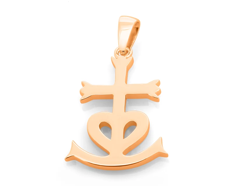 SILBERSCHMUCK ANKER, KREUZ, HERZ, ROSÉ VERGOLDET, ANHÄNGER, 925 SILBER, TAUFGESCHENK