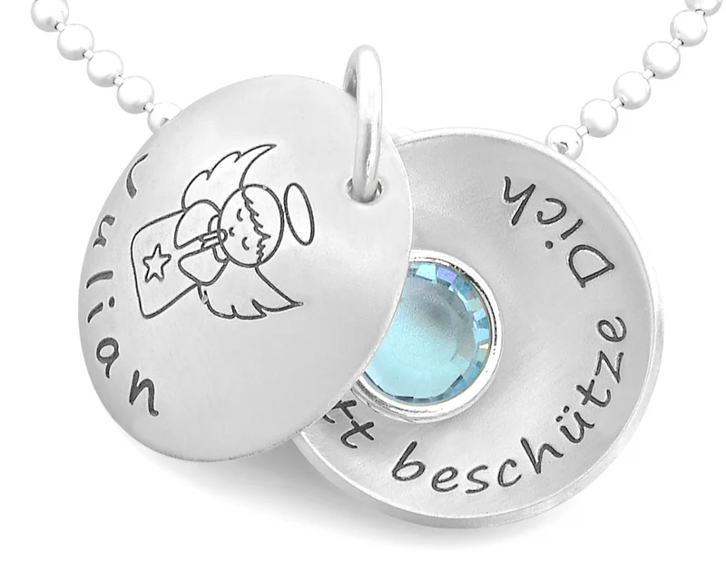 TAUFMEDAILLON, GRAVUR, GESCHENK ZUR TAUFE, 925 SILBER, GEBURTSSTEIN