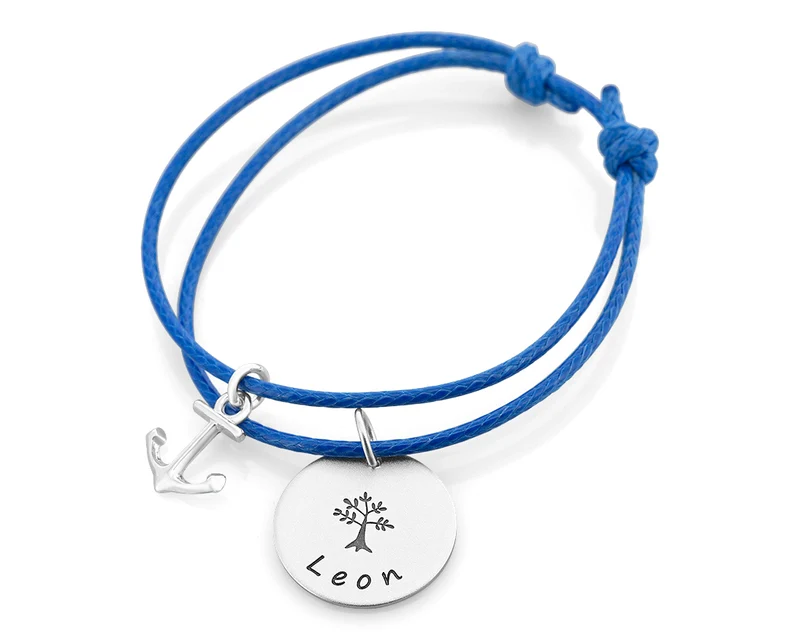 TAUFARMBAND MIT GRAVUR JUNGE KINDERSCHMUCK ANKER BLAUES ARMBAND KOMMUNION