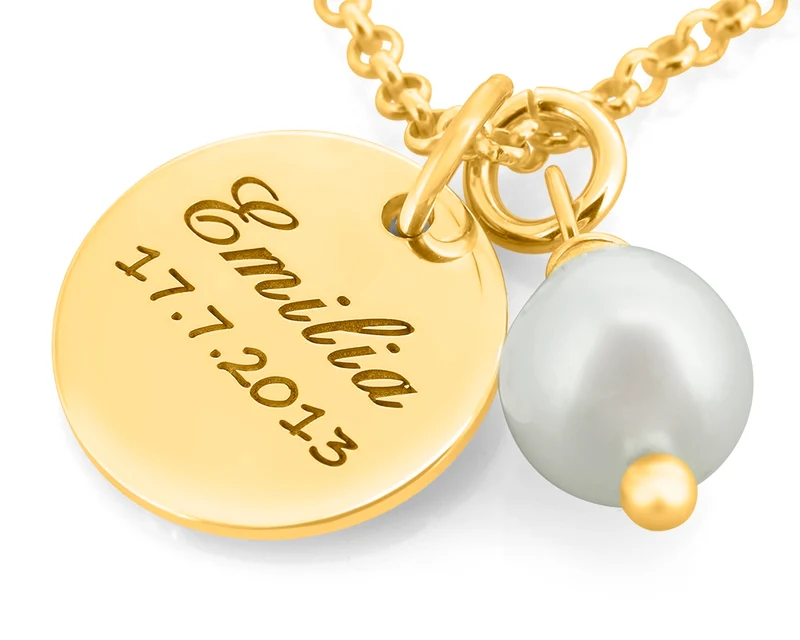 NAMENSKETTE MIT GRAVUR GOLD GESCHENK MAMA GEBURTSKETTE NAMEN HALSKETTE