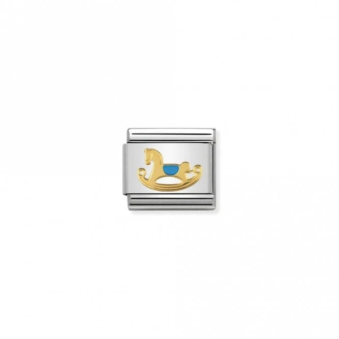 Classic Gold Light Blue Rocking Horse Friends & Family Charms