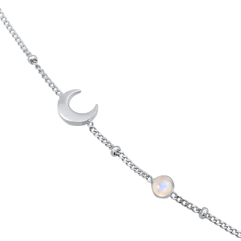 Schmuckset Halbmond | Mondstein (Weiß)