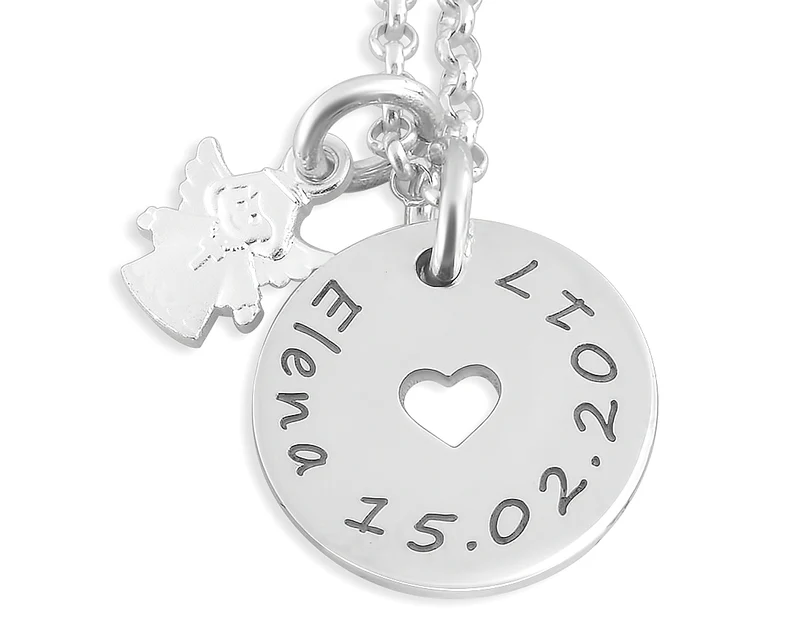 SCHUTENGEL HALSKETTE TAUFSCHMUCK 925 SILBER KINDERKETTE ENGEL GRAVUR SCHMUCK TAUFE