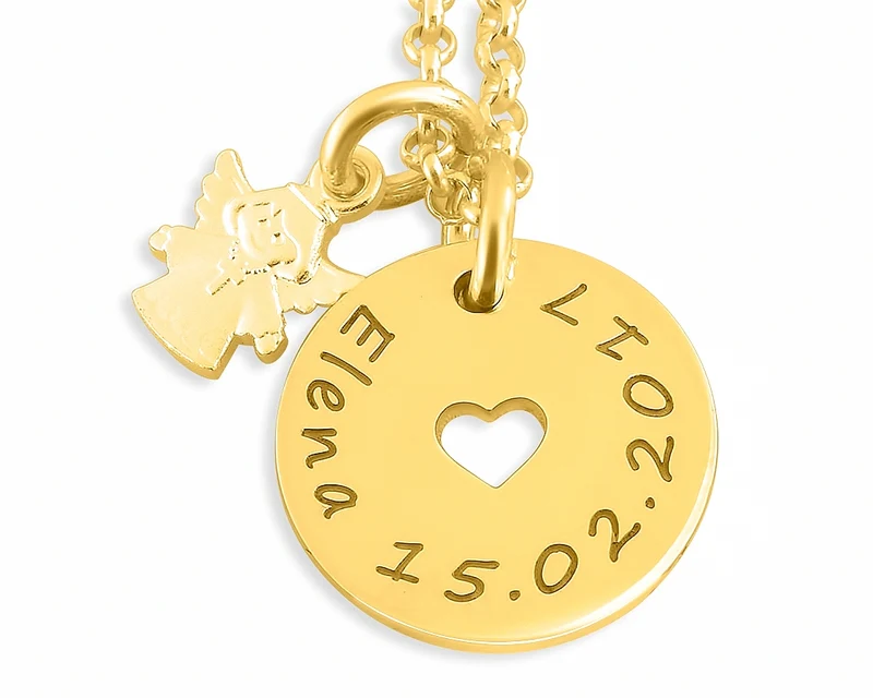 KETTE MIT GRAVUR, ENGEL SCHMUCK TAUFE, TAUFSCHMUCK GOLD