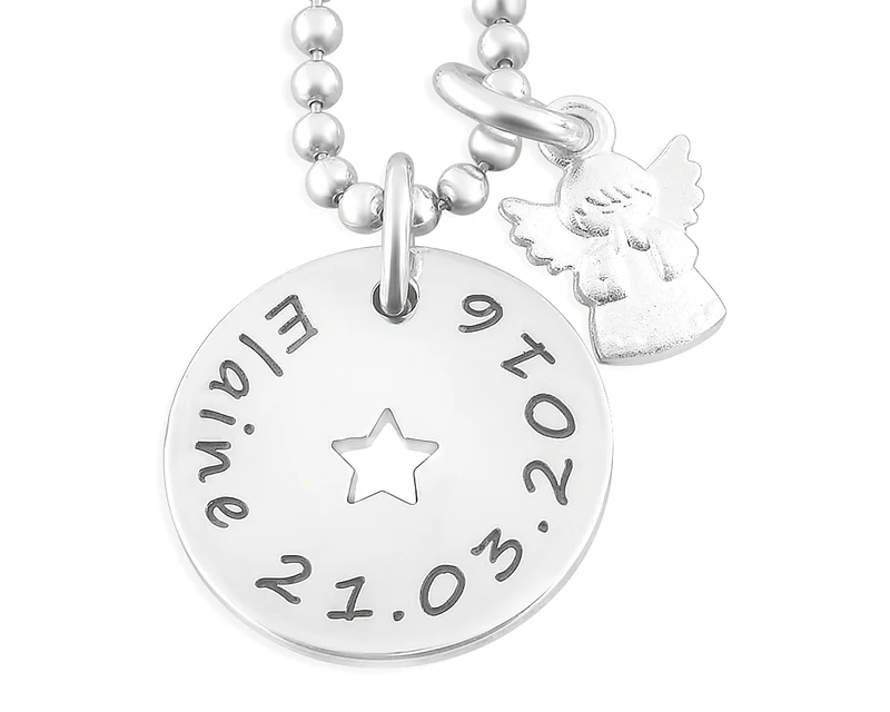 TAUFKETTE 925 SILBER MIT GRAVUR UND ENGEL TAUFSCHMUCK TAUFE HALSKETTE
