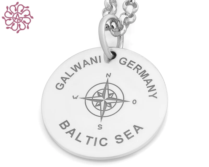 GALWANI KETTE MARITIM MIT KOMPASS, DESIGNER SCHMUCK DAMEN DEUTSCHLAND HALSKETTE