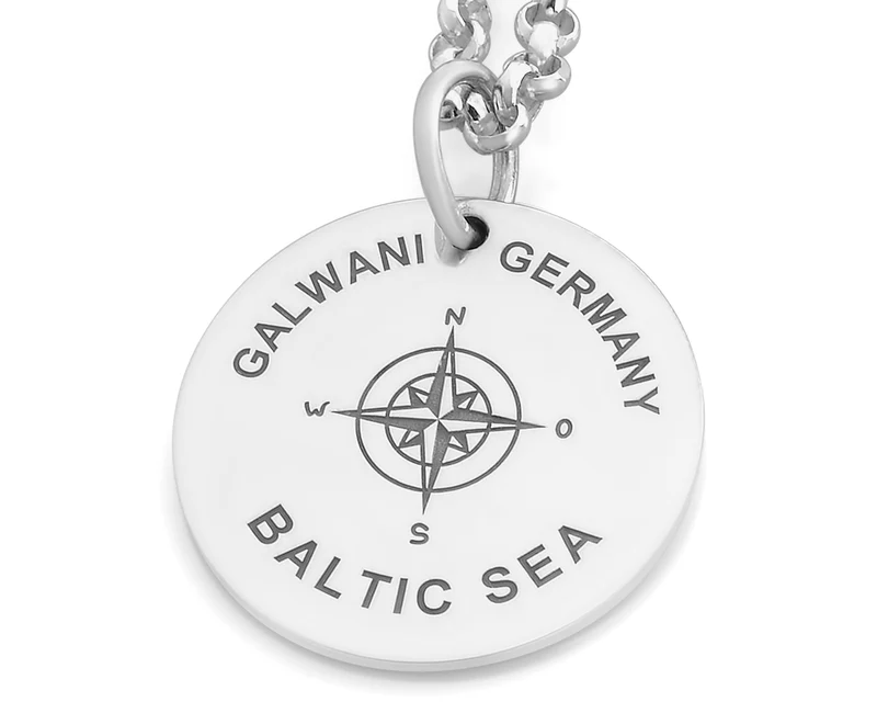 GALWANI KETTE MARITIM MIT KOMPASS, DESIGNER SCHMUCK DAMEN DEUTSCHLAND HALSKETTE