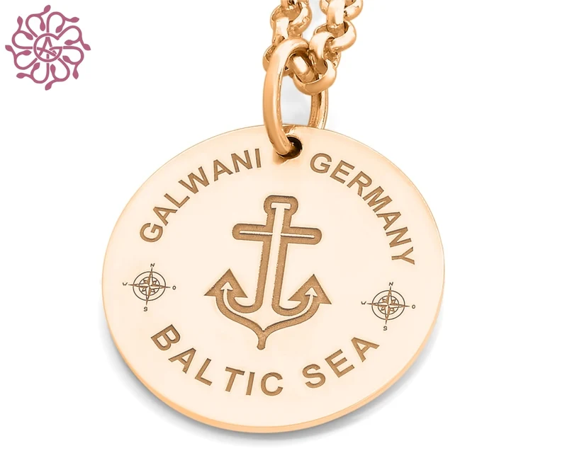 GALWANI KETTE MARITIM MIT ANKER, SCHMUCK ROSÉ VERGOLDET