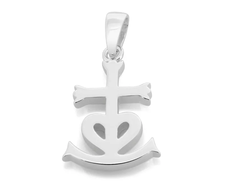 ANHÄNGER KETTE SILBER, KREUZ-ANKER-HERZ, SILBER SCHMUCK, MASSIV