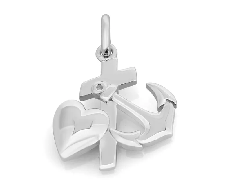 SILBERSCHMUCK ANKER, KREUZ, HERZ, ANHÄNGER, 925 SILBER