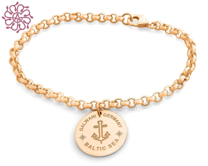 GALWANI ARMBAND MIT ANKER ROSÉ VERGOLDET, DESIGNER SCHMUCK, GET ANCHORED BRACELET