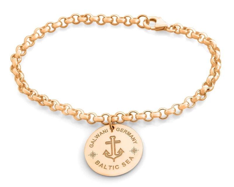 GALWANI ARMBAND MIT ANKER ROSÉ VERGOLDET, DESIGNER SCHMUCK, GET ANCHORED BRACELET
