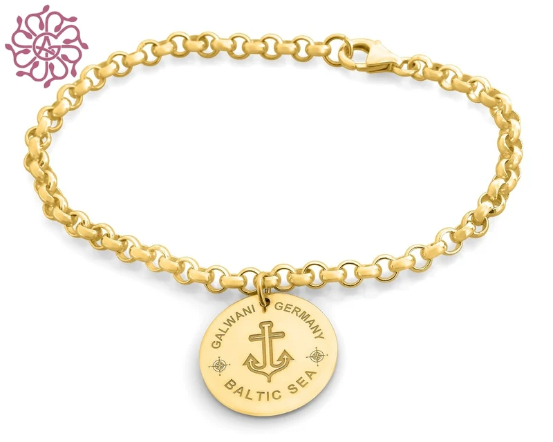 GALWANI ARMBAND MIT ANKER GOLD, DESIGNER SCHMUCK, GOLDARMBAND, #getanchored