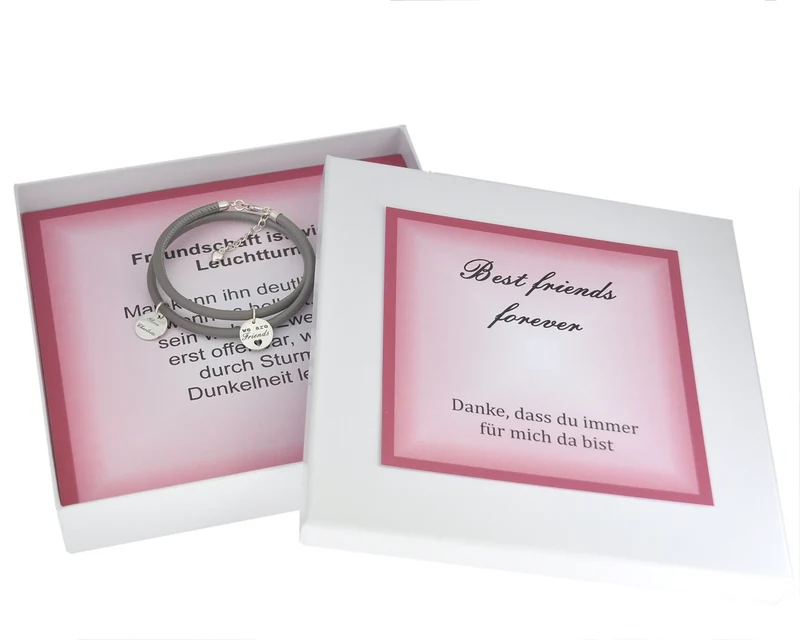 FREUNDSCHAFTS ARMBAND LEDER UND SILBER, GESCHENK FREUNDE
