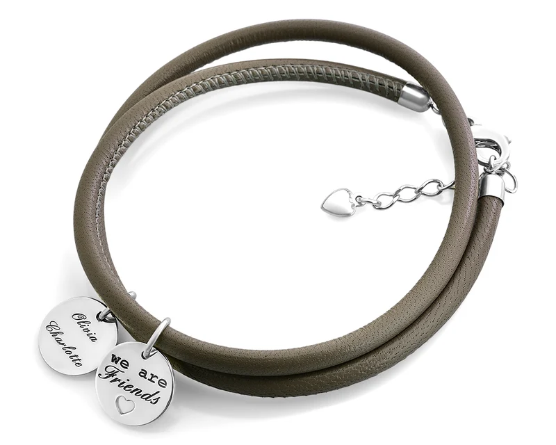 FREUNDSCHAFTS ARMBAND LEDER UND SILBER, GESCHENK FREUNDE