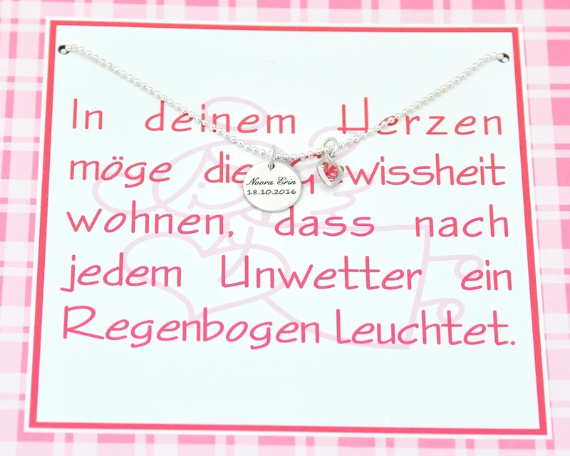 TAUFKETTE GRAVUR, NAMENSKETTE MIT PERSONALISIERTER SCHACHTEL ALS GESCHENK ZUR TAUFE