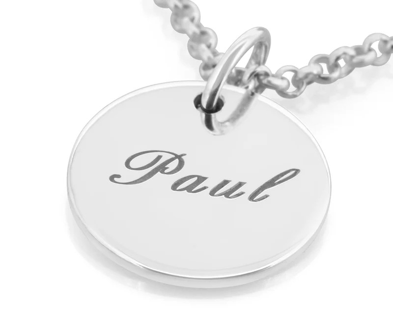 TAUFKETTE MIT GESCHENKSCHACHTEL, SILBERSCHMUCK MIT NAMEN