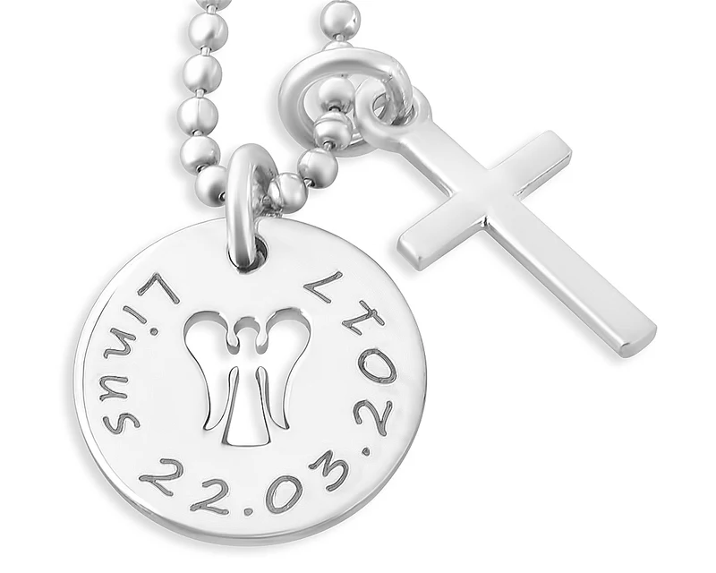 TAUFKETTE 925 SILBER MIT KREUZ, NAMENSKETTE TAUFE, TAUFSCHMUCK GRAVUR