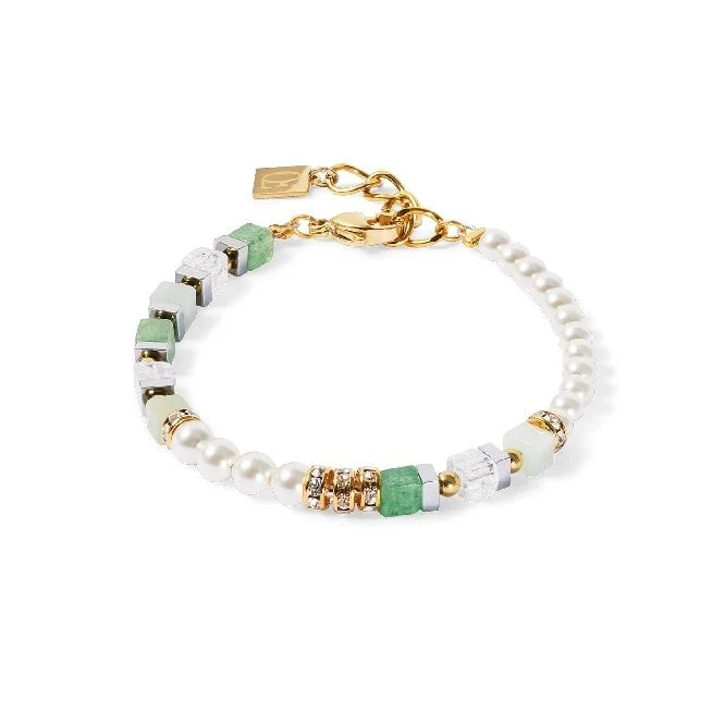 Precious Fusion Offset Bracelet in Gold with Green