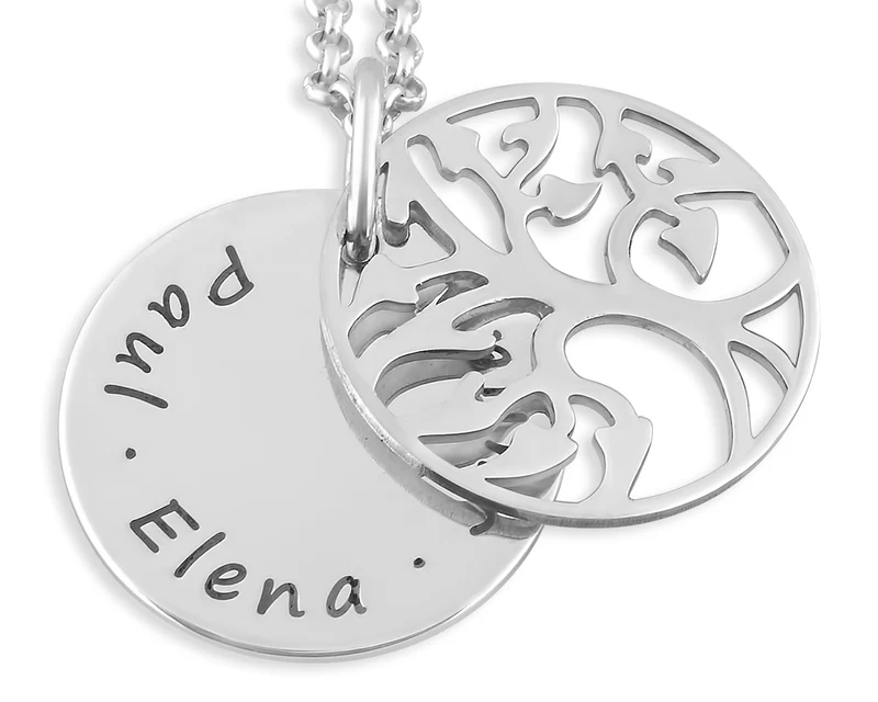 NAMENSKETTE MIT BAUM, SILBERSCHMUCK MIT GRAVUR, DAMENSCHMUCK, GEBURT, TAUFE
