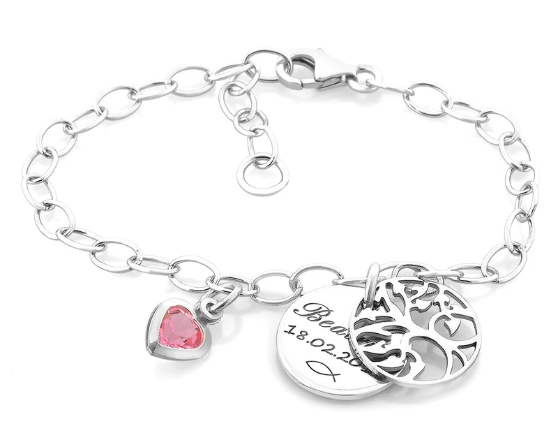ARMBAND MIT LEBENSBAUM, TAUFSCHMUCK MIT NAMEN, SILBERARMBAND MIT GRAVUR