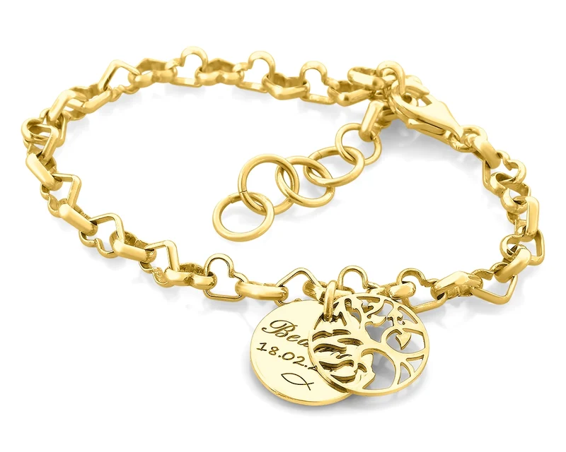 ARMBAND TAUFE GRAVUR GOLD BABY LEBENSBAUM TAUFSCHMUCK PERSONALSIERT HERZEN