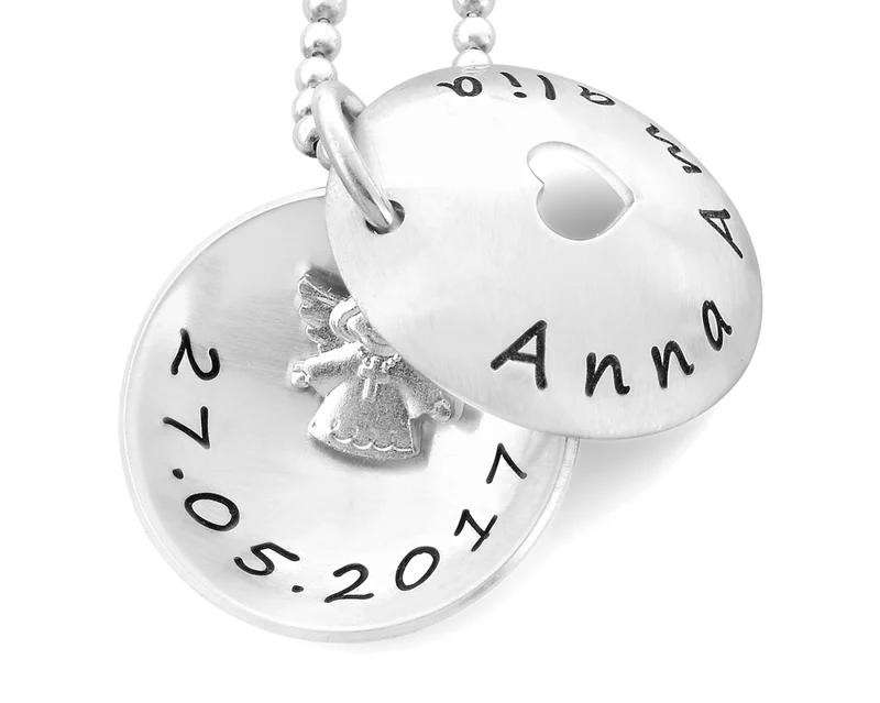 MEDAILLON 925 SILBER MIT GRAVUR, KETTE MIT ENGEL, ENGELSCHMUCK