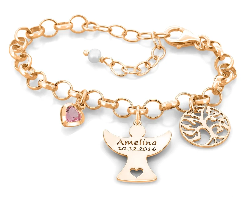 ARMBAND MÄDCHEN ENGEL SCHMUCK PERSONALISIERT KOMMUNION FIRMUNG EINSCHULUNG