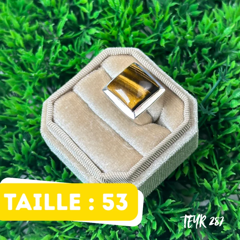 925 Silber Tigerauge Ring #TEYR 287