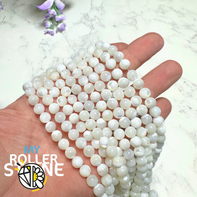 Natürliche runde weiße Perlmuttperle (2 mm bis 12 mm)