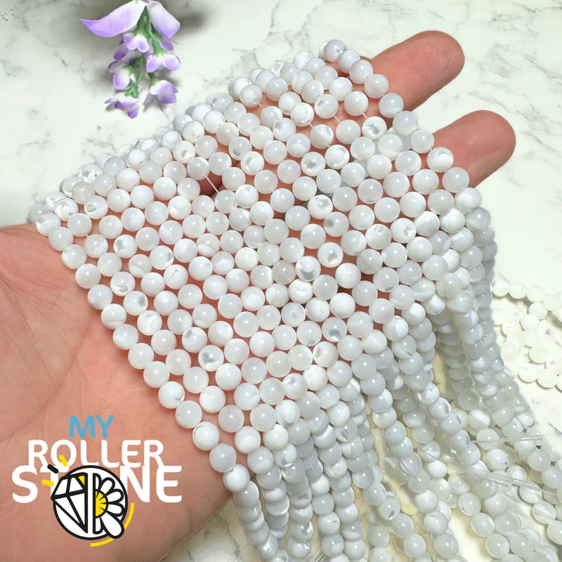 Natürliche runde weiße Perlmuttperle (2 mm bis 12 mm)