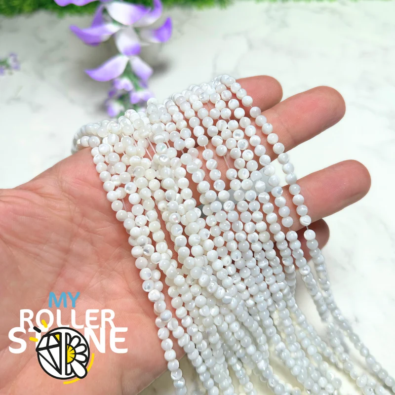 Natürliche runde weiße Perlmuttperle (2 mm bis 12 mm)