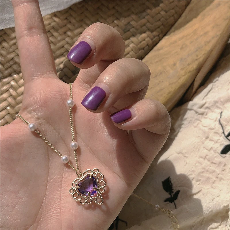 Vintage Lila Herz Halskette