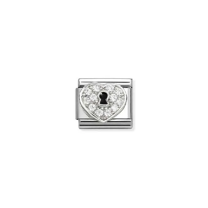 Classic Silver, Enamel and CZ Heart Padlock Love & Hearts Charms