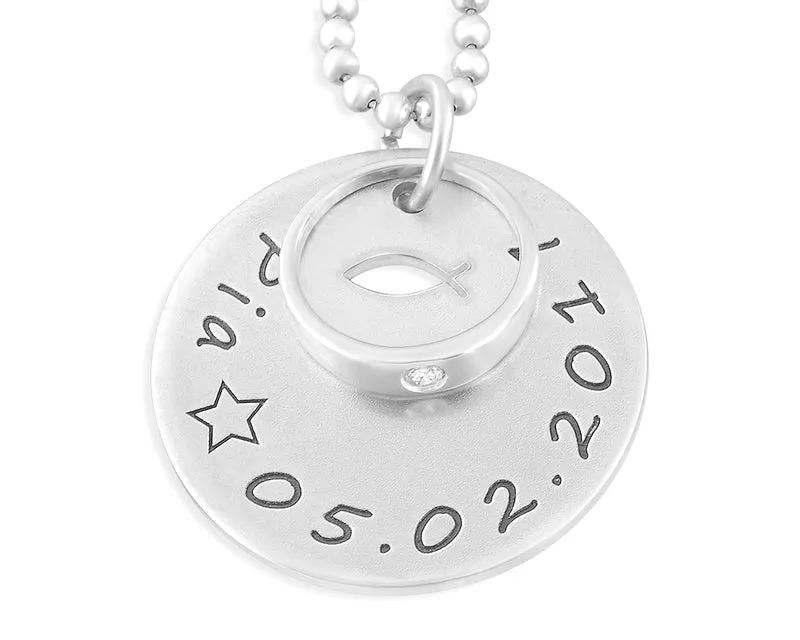 TAUFKETTE 925 STERLING SILBER MIT TAUFRING TAUFE GESCHENK HALSKETTE GRAVUR