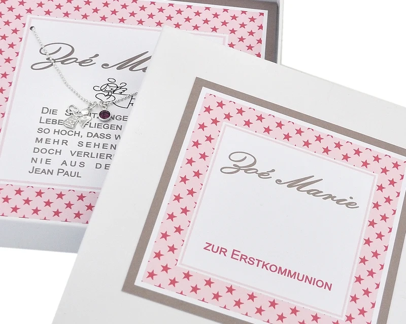 GESCHENK ZUR KOMMUNION MIT ENGEL, SCHMUCK SCHACHTEL