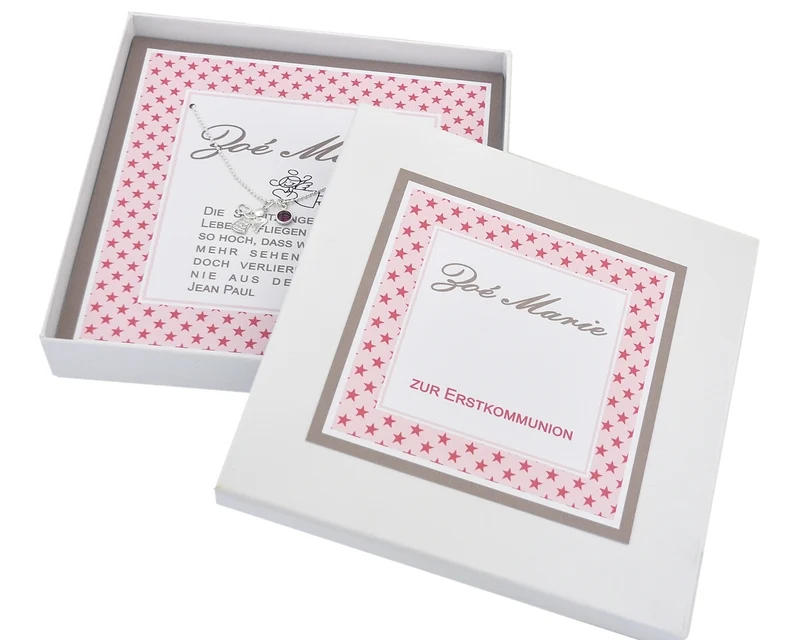 GESCHENK ZUR KOMMUNION MIT ENGEL, SCHMUCK SCHACHTEL