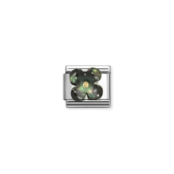 Classic Gold and Black Mother Of Pearl Flower Flowers & Nature Charms