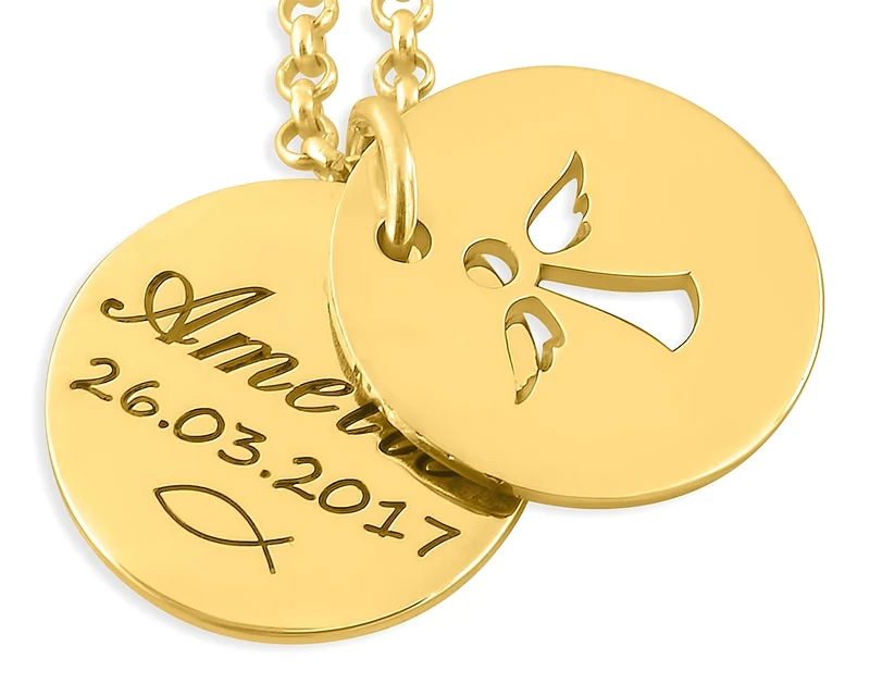 ENGELSCHMUCK MIT NAMEN HALSKETTE GRAVUR GOLD GESCHENK TAUFE