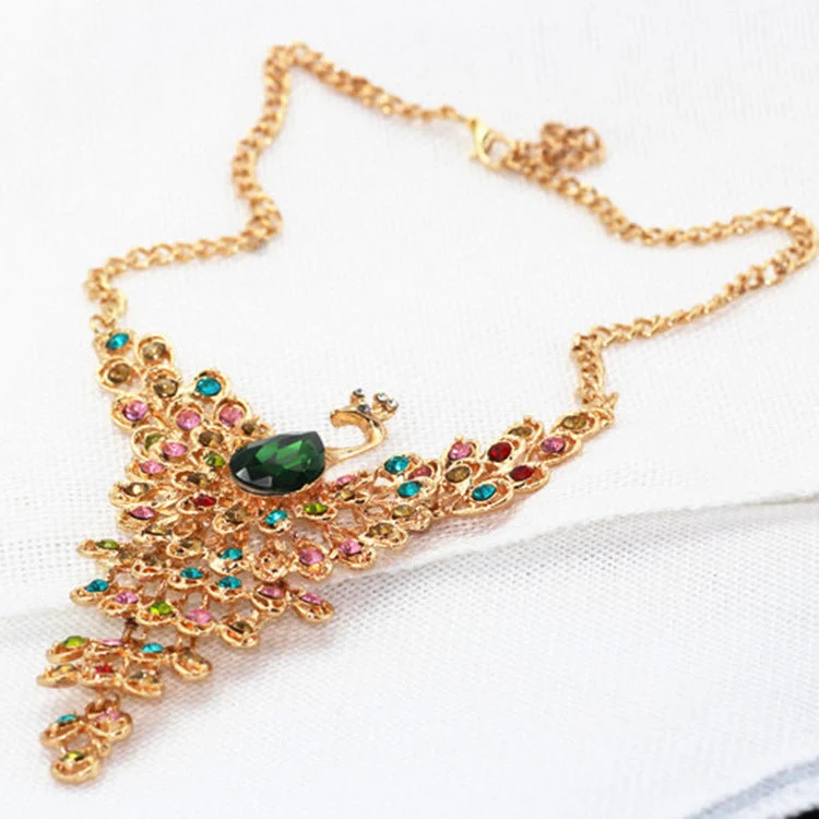 Vintage Volldiamant-Pfau-Halskette