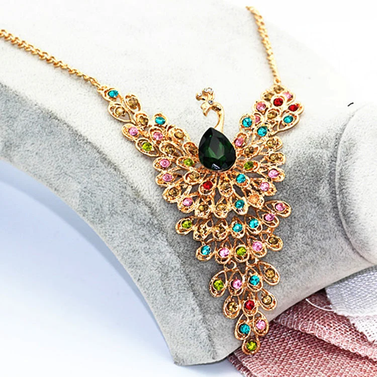 Vintage Volldiamant-Pfau-Halskette