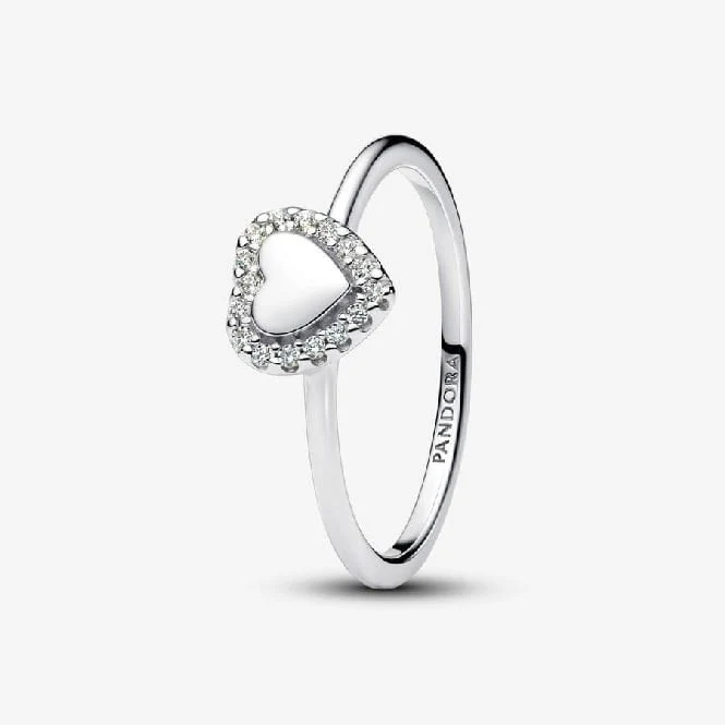 Engravable Heart Halo Ring, Size 54