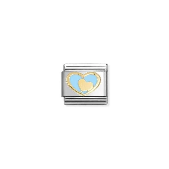 Classic Gold and Enamel Blue Heart In Heart Love & Hearts Charms